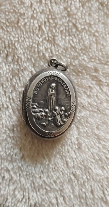 Terço antigo Nossa Senhora do Rosário de Fátima  prata com caixinha