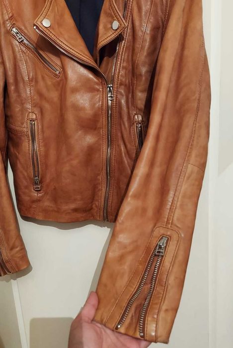 Blusão biker pele verdadeira