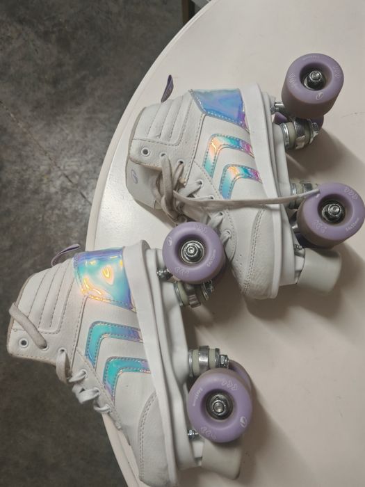 Patins de 4 rodas BTWIN  menina branco e lilás
