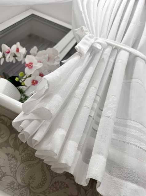 Коротка тюль штори льон 1.6м висота на кухню, арка, гардины батист