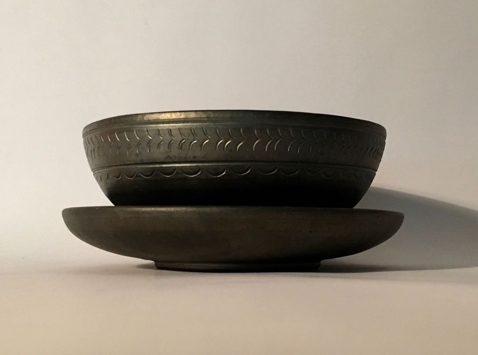 BISALHÃES - com carimbo - antigo - prato + malga - 14,2x6 cm/s64586165778690120