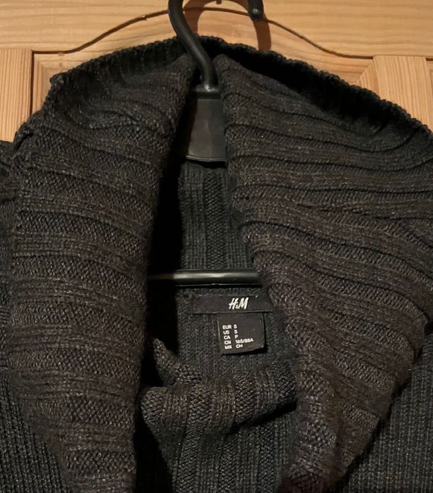 H&M sukienka sweterkowa sweter maxi grafitowa golf S jak nowa