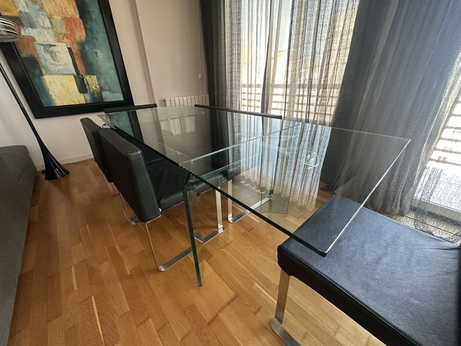Mesa jantar extensivel - vidro temperado - Fiam Ray Plus