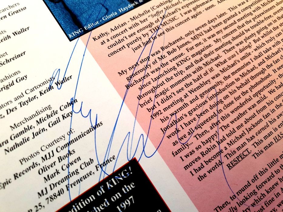 Autograf Oryginalny Michael Jackson - 2 autentyczne podpisy magaz King