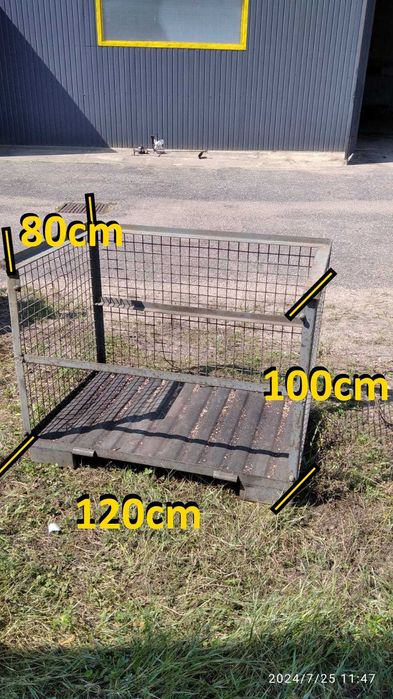 Skrzyniopaleta metalowa siatka kosz metalowy 120x80x100cm.