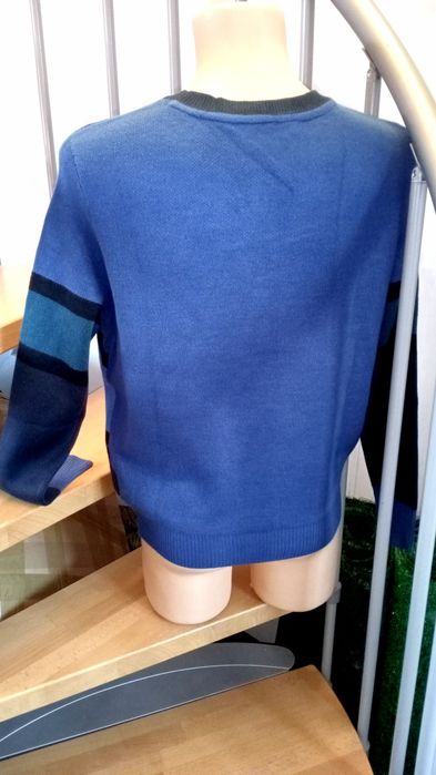 Sweter z okrągłym dekoltem męski młodzieżowy geometryczne wzory S/M