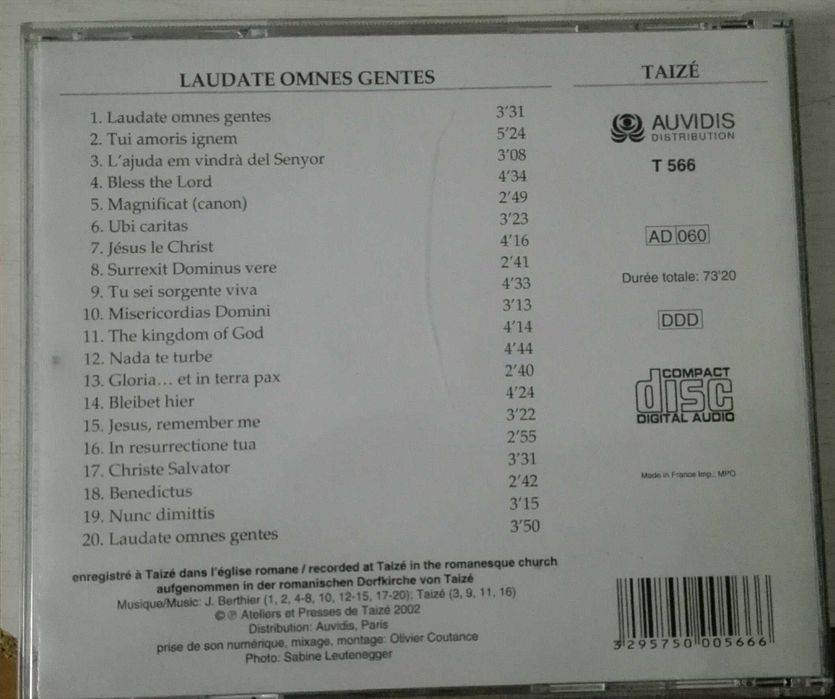 CD - Taizé - Laudate Omnes Gentes - portes incluídos