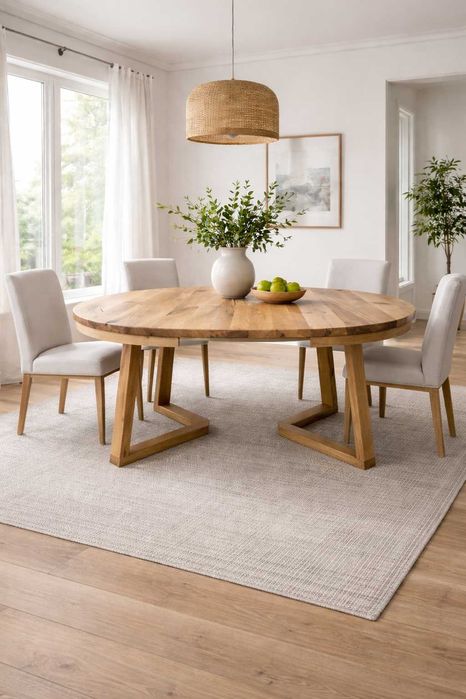 Stół Dębowy Okrągły LOFT - 100% Lite Drewno Różne Wymiary Rozkładany