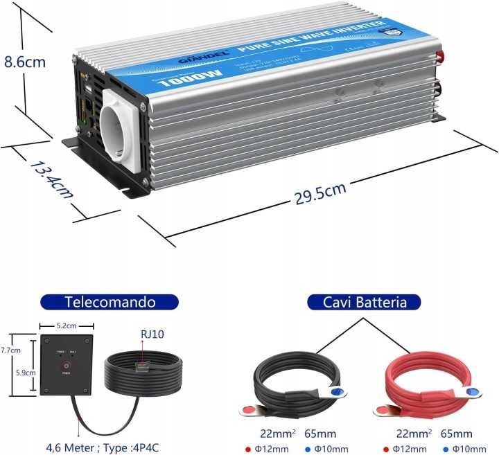 GIANDEL Przetwornica napięcia 12V na 230V 1000W