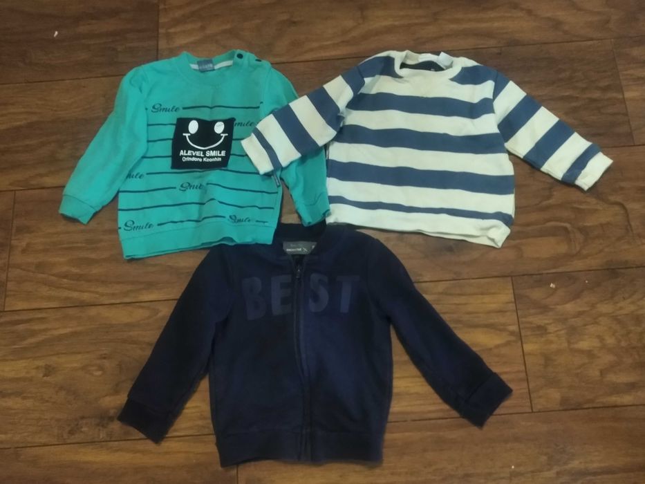 Zestaw  3 ciepłe bluzy chłopięce 74 81 92 ZARA Popolin Baby Boy