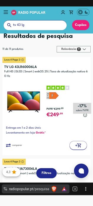 TV Smart 43 LG**