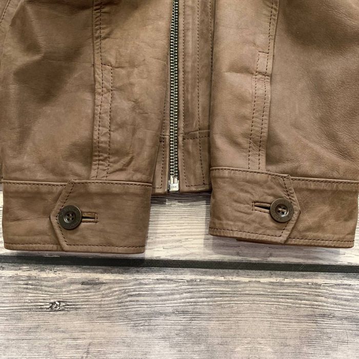 Мужская кожаная куртка John Rocha Brown Leather Cafe Racer Jacket