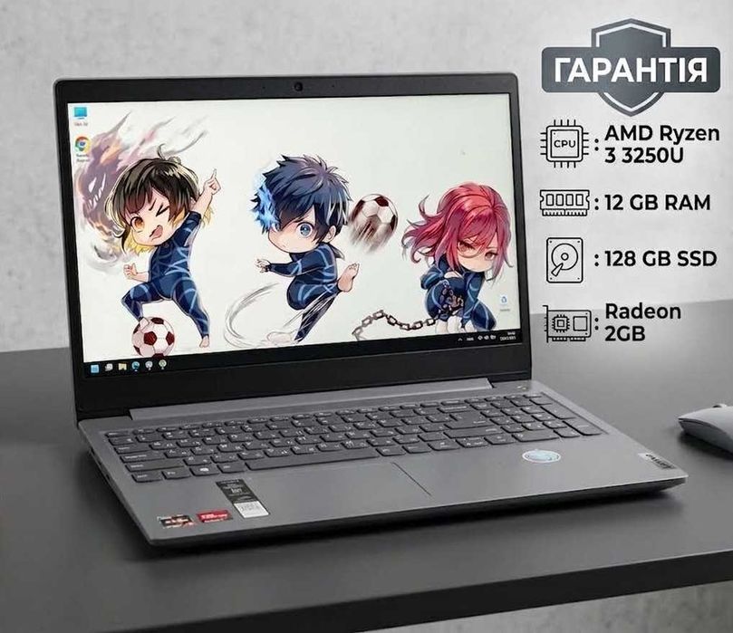 ГАРАНТІЯ / Ноутбук Lenovo IdeaPad 3 / AMD Ryzen 3 / 12 ГБ ОЗУ / SSD / Відмінний стан / Ліцензійна Win 11 / Нотбук Навчання Робота Ютуб