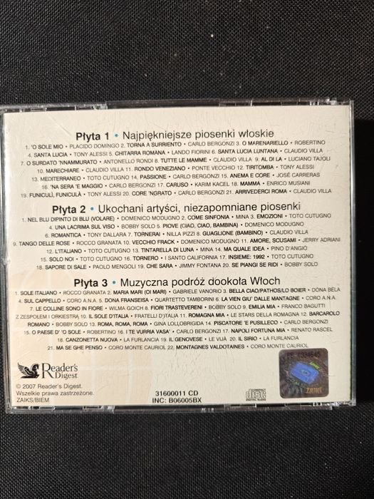 Reader's Digesta Muzyka Świata Italia 3 płyty CD