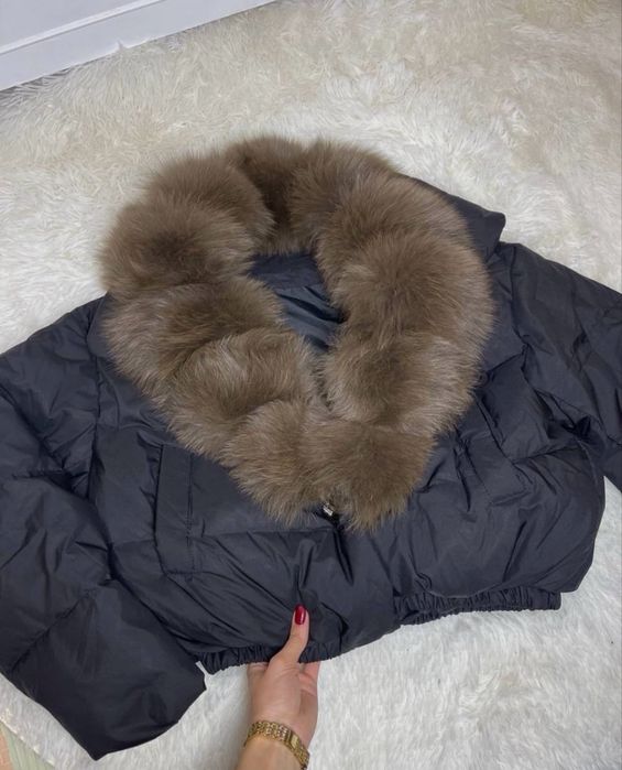 Куртка, курточка, пуховик, мех песец натурильний на с або хс