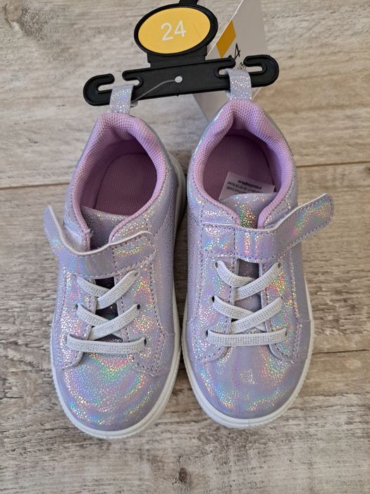 Buty dziewczęce, sportowe, fioletowe, mieniące się - rozm 24