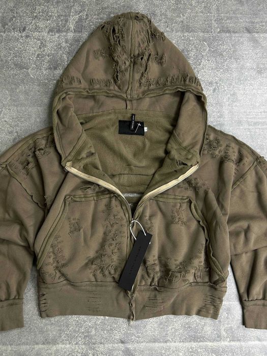 Худі zip худи зіпка коричнева зипка кофта distressed archive y2k