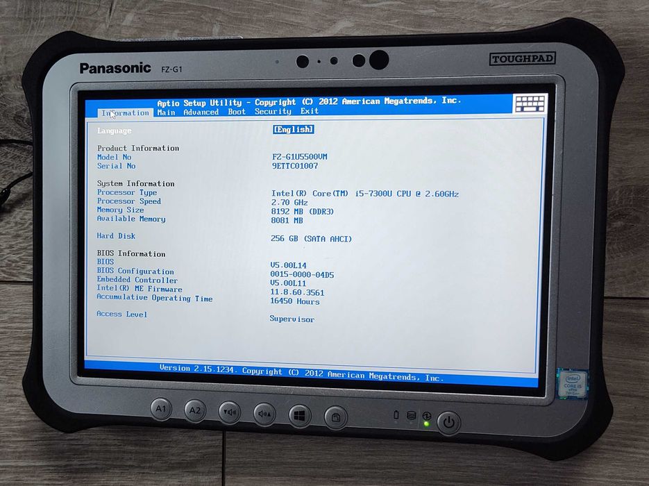 Panasonic FZ-G1 MK5 10.1" IPS FullHD Touch i5-7300u/8 GB/SSD 256 GB/7h