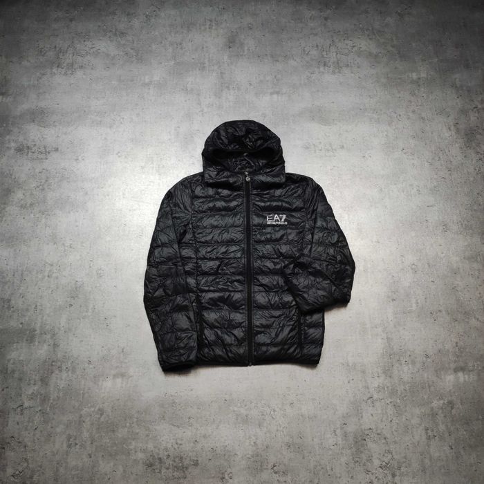 MĘSKA Kurtka Przejściowa Lekka Puch EA7 Emporio Armani Suwak Kaptur