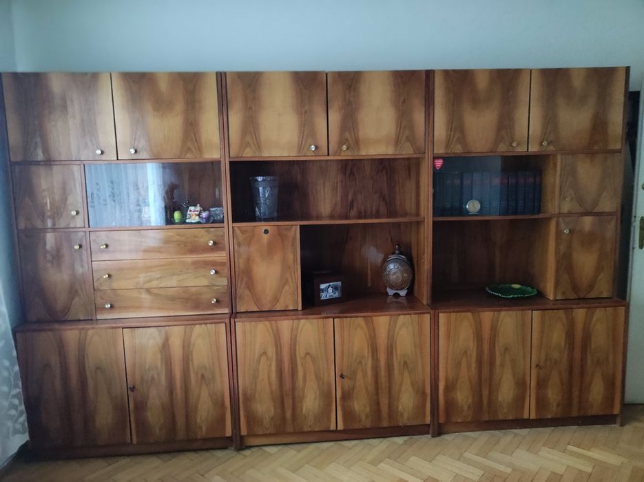 Meblościanka koniec lat 70, połysk, 4 el. + Ława rozkładana GRATIS!!!