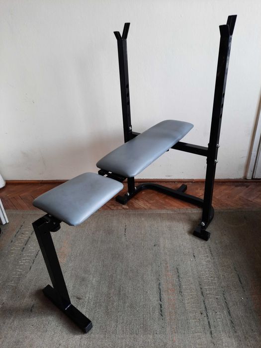 Zestaw kulturystyczny do treningu domowego: ławeczka, sztanga, hantle