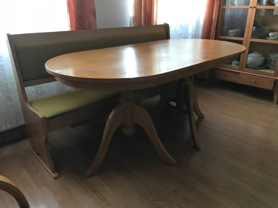 Oryginalny stół bukowy rozkładany jasny ozdobne nog