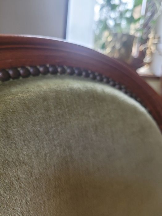 Komplet krzeseł medalion zielony welur, dąb