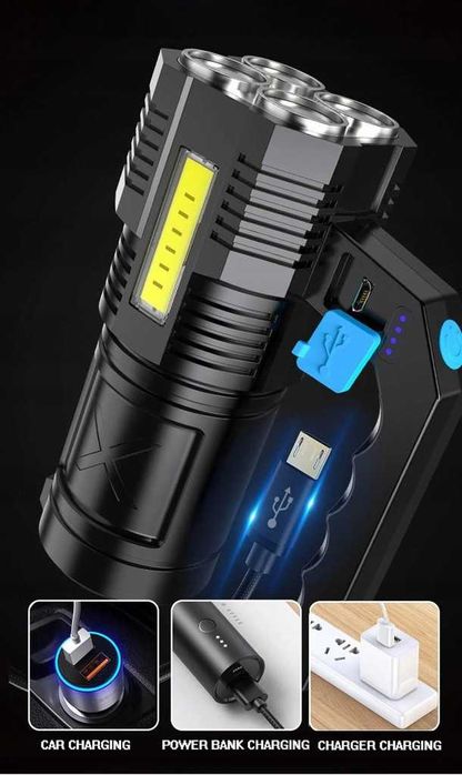 Latarka LED Szperacz USB Policyjna Myśliwska Mocna Taktyczna HIT 2024