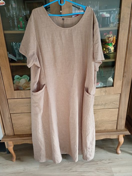 Nowa sukienka damska beżowa 5xl