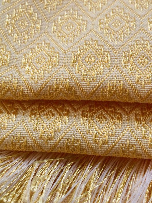 Dois Panos de Mesa Decorativos Amarelo com Debruado Dourado - Novo!