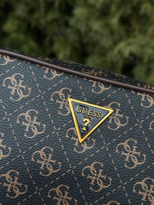 Сумка Guess Vezzola Smart чоловіча шкіряна чорна барсетка Гесс