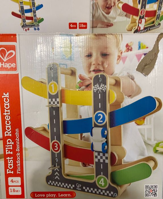 Hape tor wyścigowy zjeżdżalnia dla aut w pudełku stan idealny