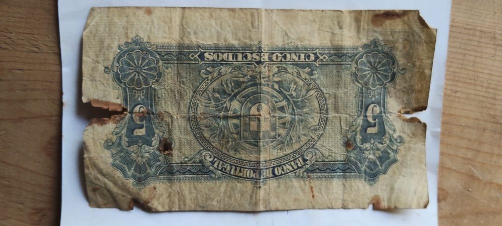 Nota antiga de 5 escudos