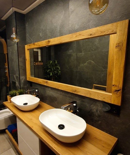 Lustro do lazienki salonu debowa rama