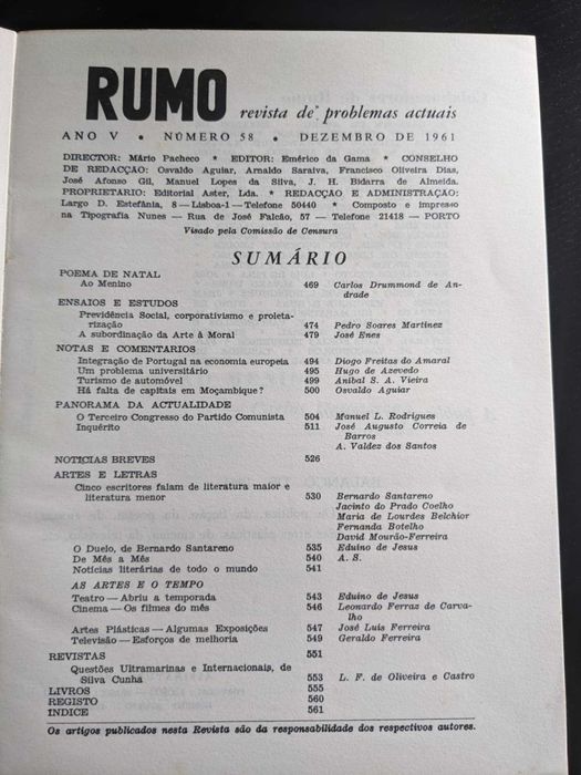 Revistas "Rumo - Revista de problemas actuais"