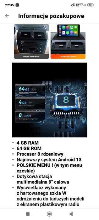 Radio android BMW X3 E83