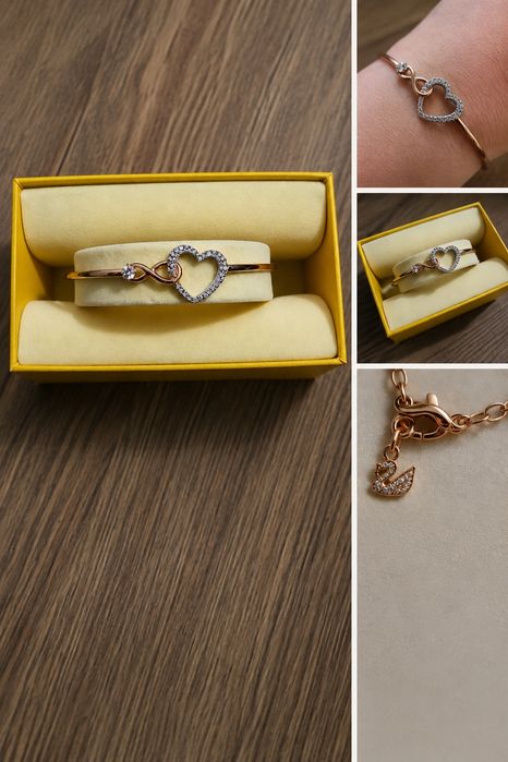 Bransoletka Swarovski serce – rose gold – stan idealny