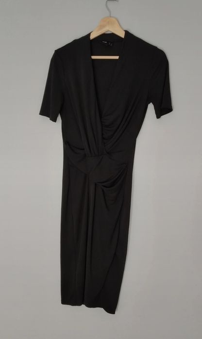 Sukienka elegancka na imprezę karnawał wieczorek bal zakładkę czarna L