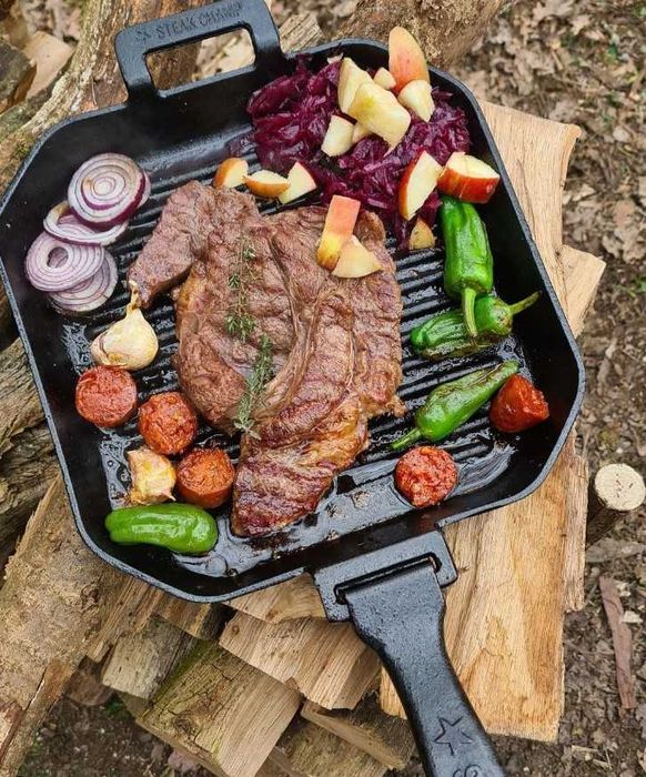 SteakChamp Grelhador em ferro fundido 26x26cm * NOVO *