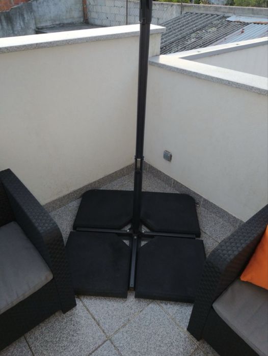 Guarda sol hexagonal grande + 4 bases cimento