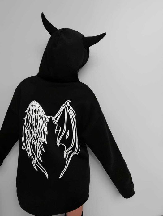 Жіноче/Чоловіче худі з ріжками— оверсайз, фліс батник/толстовка/худи