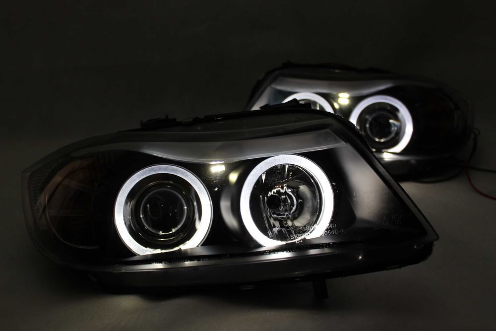 Lampy przednie przód BMW E90 05-11 RINGI Black LED Angels Eyes NOWE