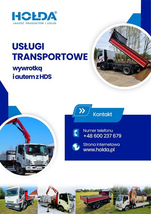 Transport HDS i Wywrotką, Przywóz Kruszywa, Wywóz Ziemi i Worków BigBag. Przewóz towarów na paletach.