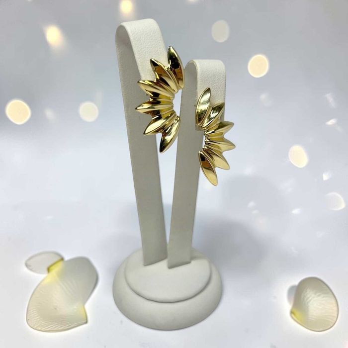 Efektowne złote kolczyki na sztyfcie próba 585 3,39g 3,3 cm