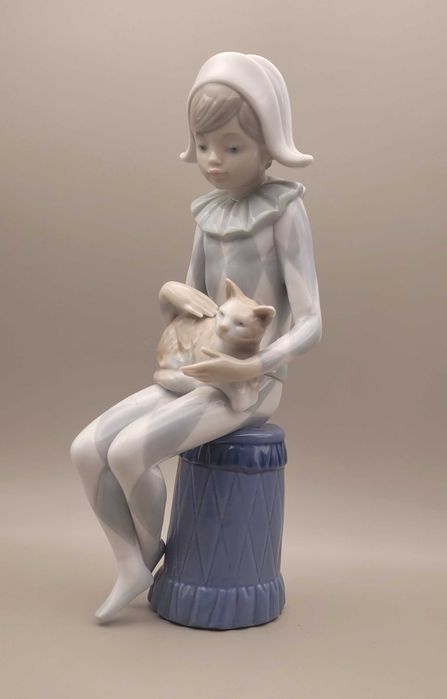 Статуэтка " Арлекин с кошкой " Nao Lladro Испанин 23.5см