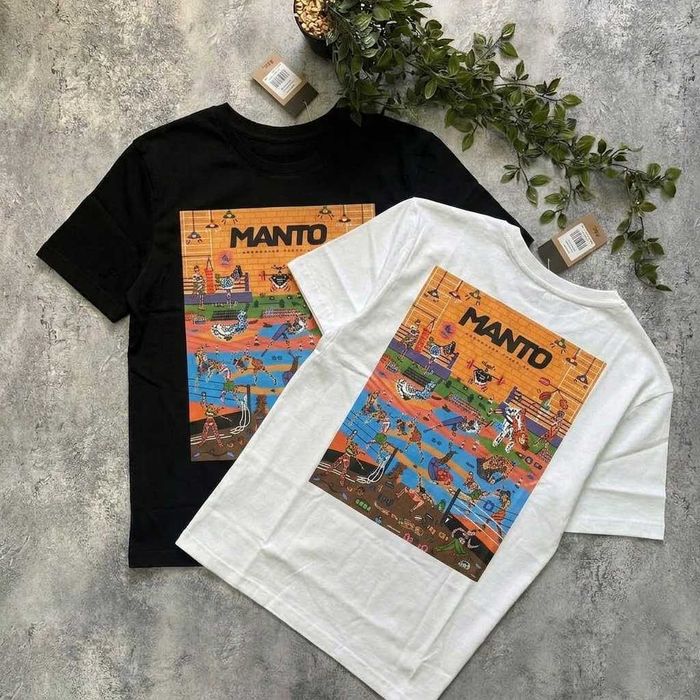 Новая футболка MANTO — Gtm — Чорна / Біла — Манто Зал — ХС С М Л ХЛ