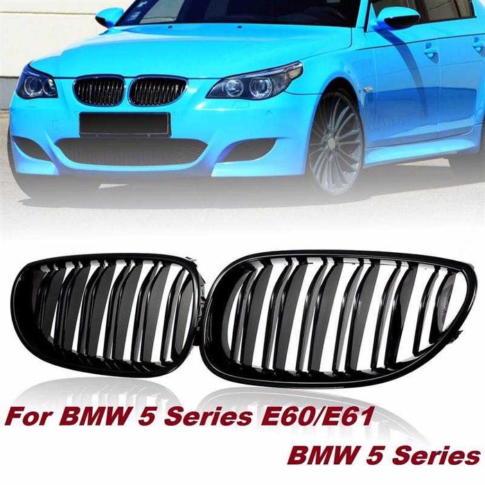 Grelhas preto piano dupla barra para BMW série 5 E60 E61