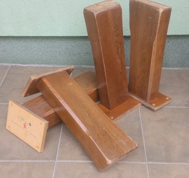 Nogi do stołu kawowego, masywne, ciężkie, dębowe, lakierowane, wysokość 40 cm