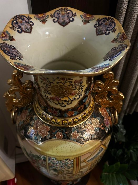 Vazo chinês 83cm pintado à mão + pé