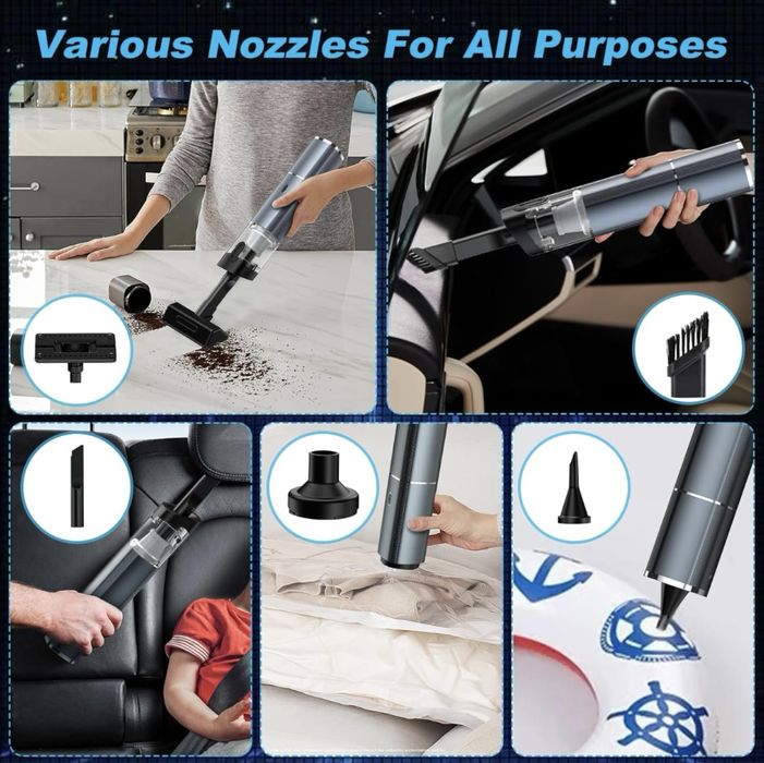 Ручний пилосос 1700PA бездротовий портативний автомобільний пилосос